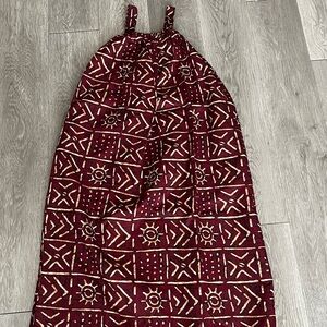 Elegant Red Patterned Maxi Dress